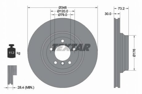 Диск гальмівний BMW 3(E90,E92) "F D=348mm "05-15 Textar 92155305 (фото 1)