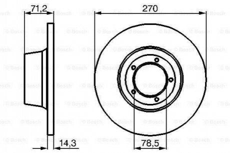 Диск гальмівний передн Лів/Прав FORD TRANSIT 1.5-2.5D 11.65-09.92 BOSCH 0986478190