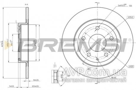 Гальмівний диск задний Mazda 6 12- BREMSI CD8477S